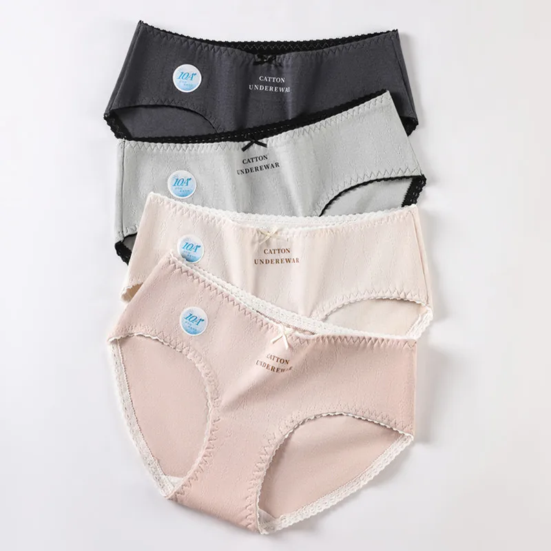 ملابس داخلية قطنية نقية مثيرة ومريحة للنساء سراويل داخلية ناعمة قابلة للتنفس منتصف الخصر مقوس دانتيل ملابس داخلية حميمية