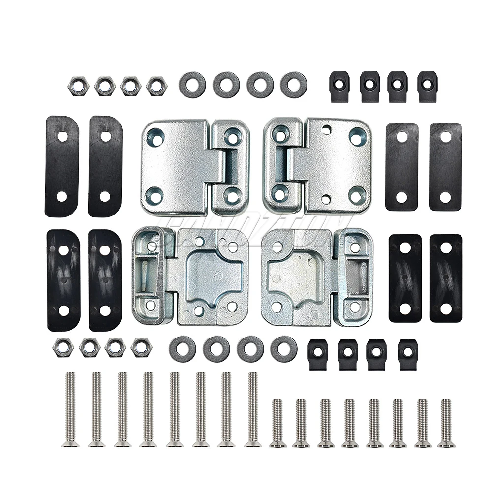 1 Satz neue, robuste Vordertürscharniere mit Edelstahl-Mutter- und Bolzen-Kit DA1070W LRC1072 für Land Rover Defender Autozubehör – Detail 5