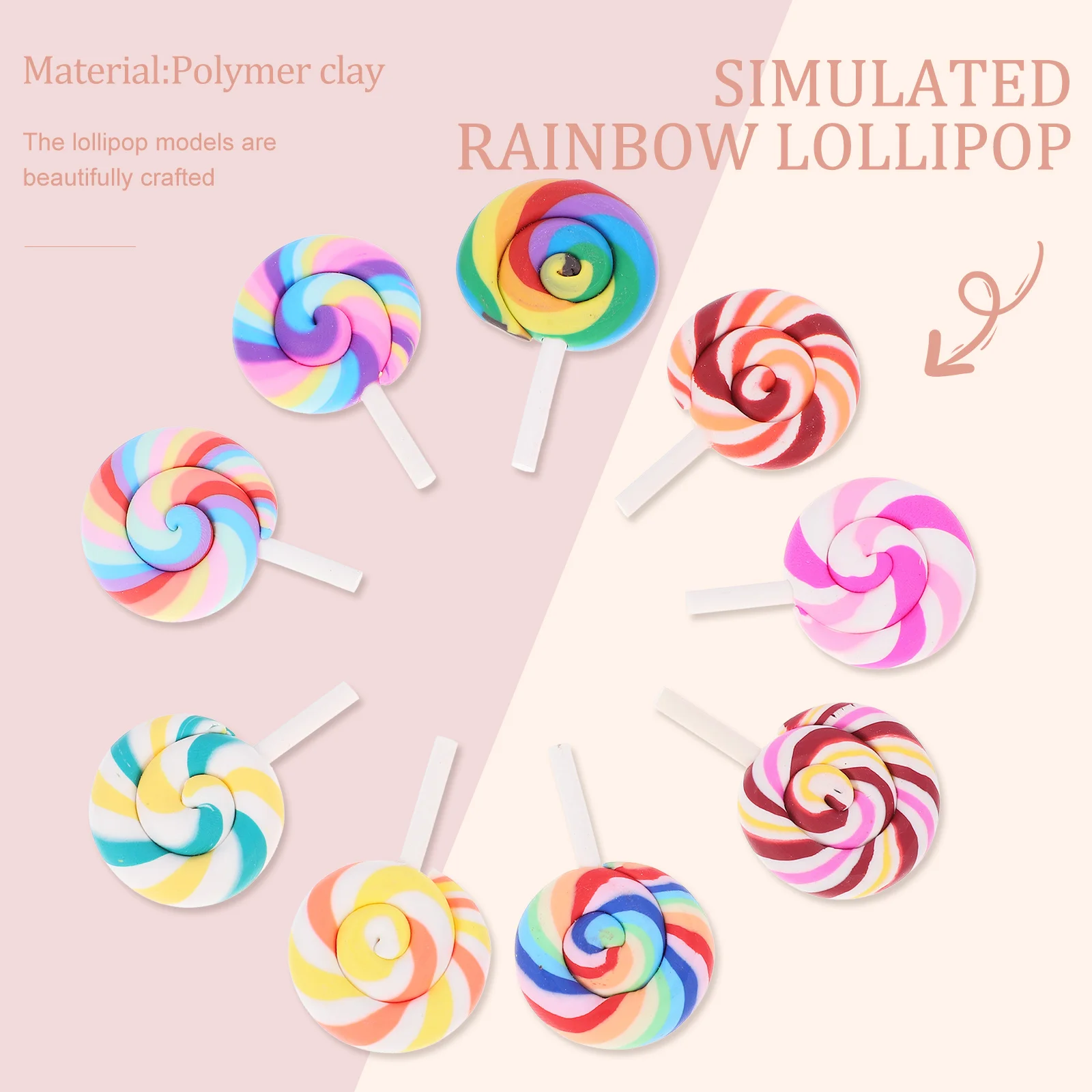 9 قطع من حلوى المصاصات الملونة المقلدة، ديكورات تزيينية للتصوير الفوتوغرافي وحفلات أعياد الميلاد