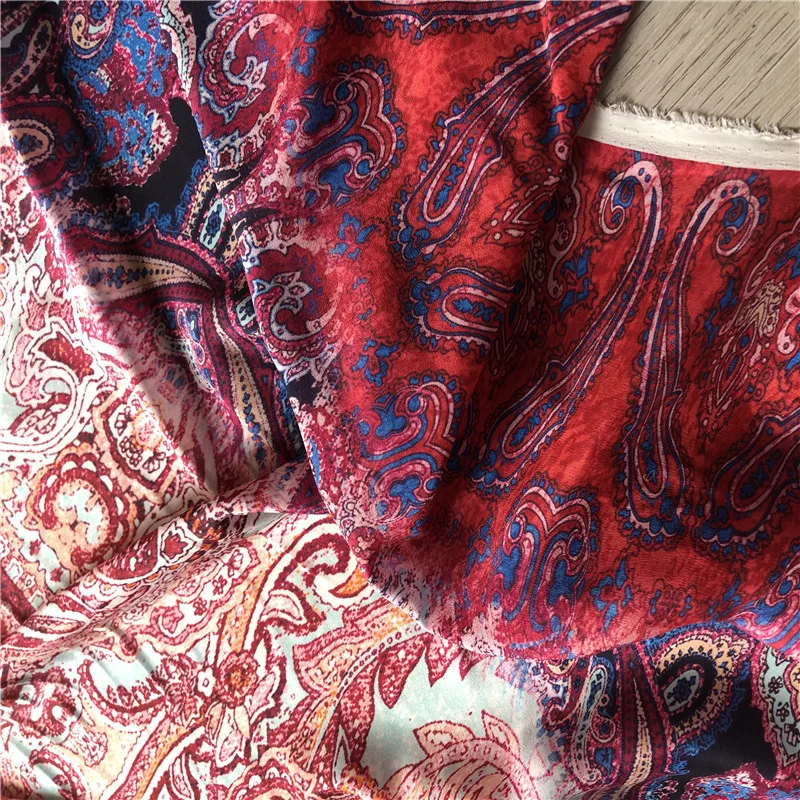 1 meter 100% Mulberry Silk 14 momme Crepe Silk Fabric Floral Printed 136cm 53\