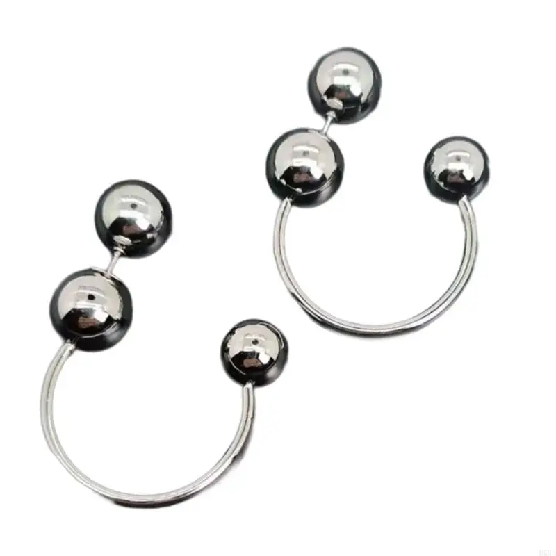 H58E Fashionable Round Ball Hoop Earrings for Women Girl Front and Back Studs Earring