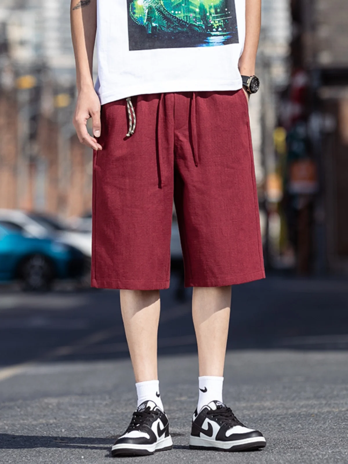 

New Chinese Sle Linen Men's Summer Thin Wide Leg ort Casual Pants Loose Fit Straight Cut Breathable Comfortable orts