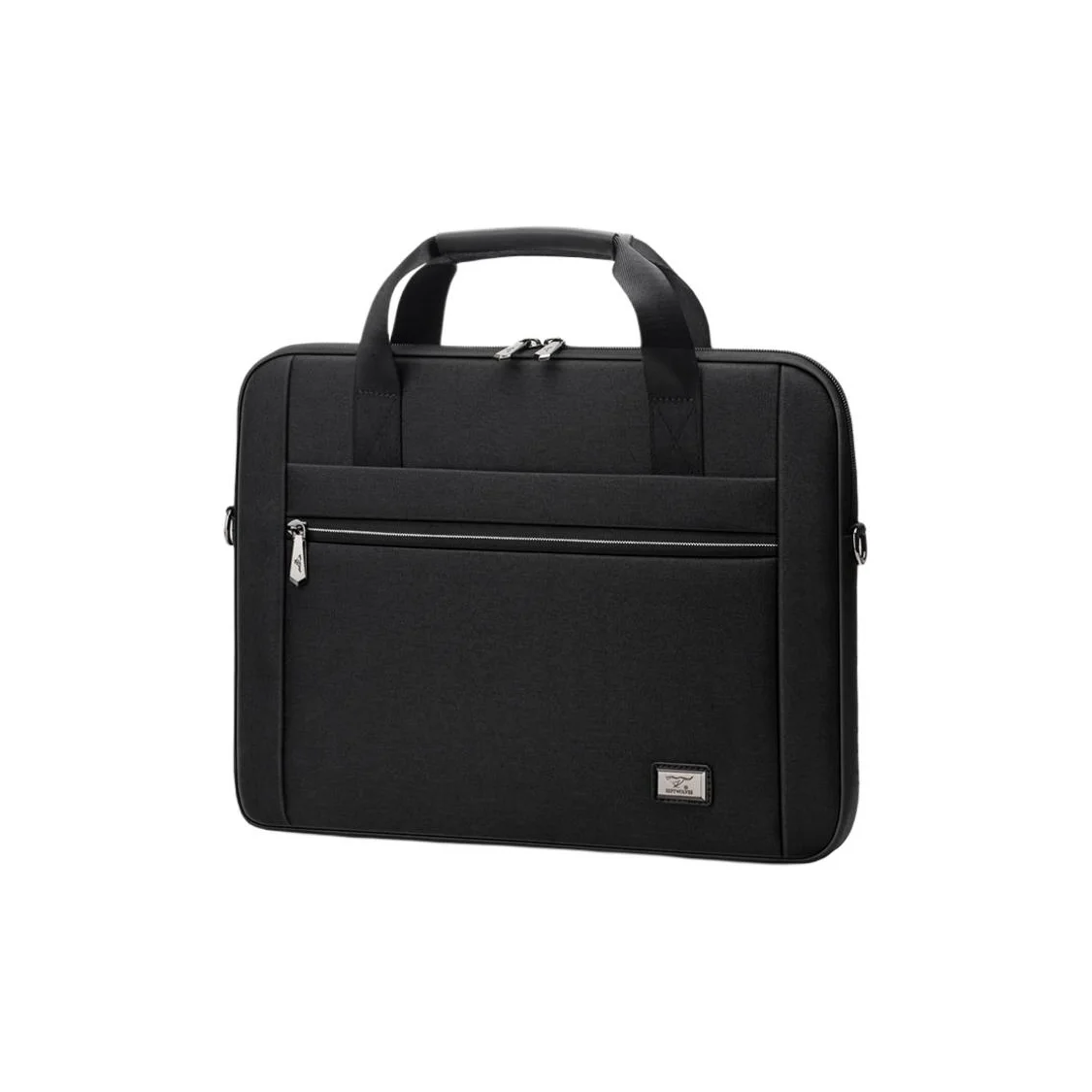 SEPTWOLVES Fabric Handbag, Laptop Bag, Briefcase Medium Men's Classic Black/Elegant Gray CD131068-1