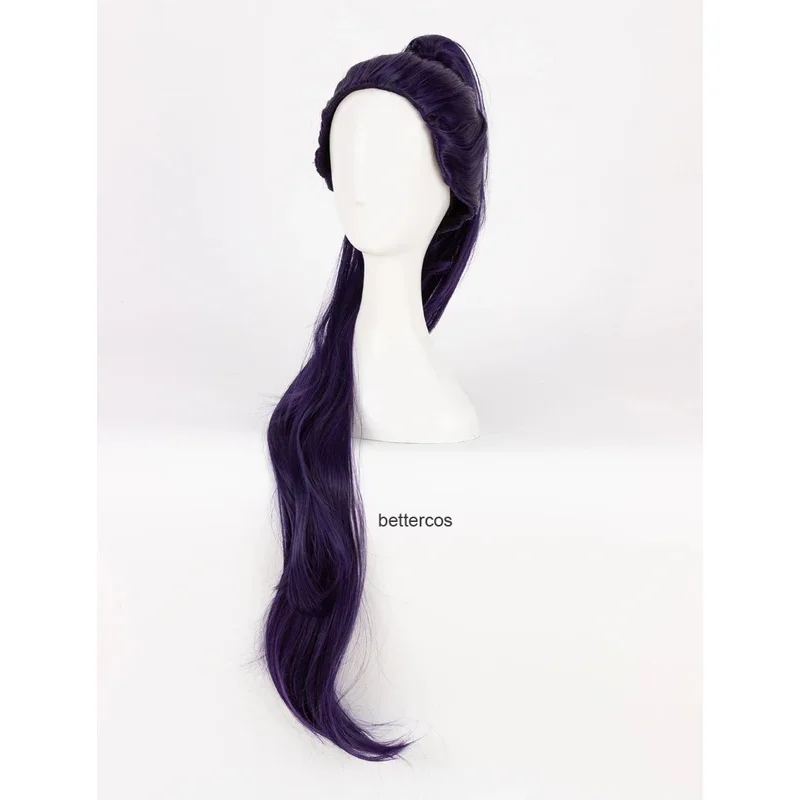 Game OW Widowmaker / Amelie Lacroix Cosplay Wig 100cm Long Dark Purple With Clip Ponytail Heat Resistant Synthetic Wig   Wig Cap