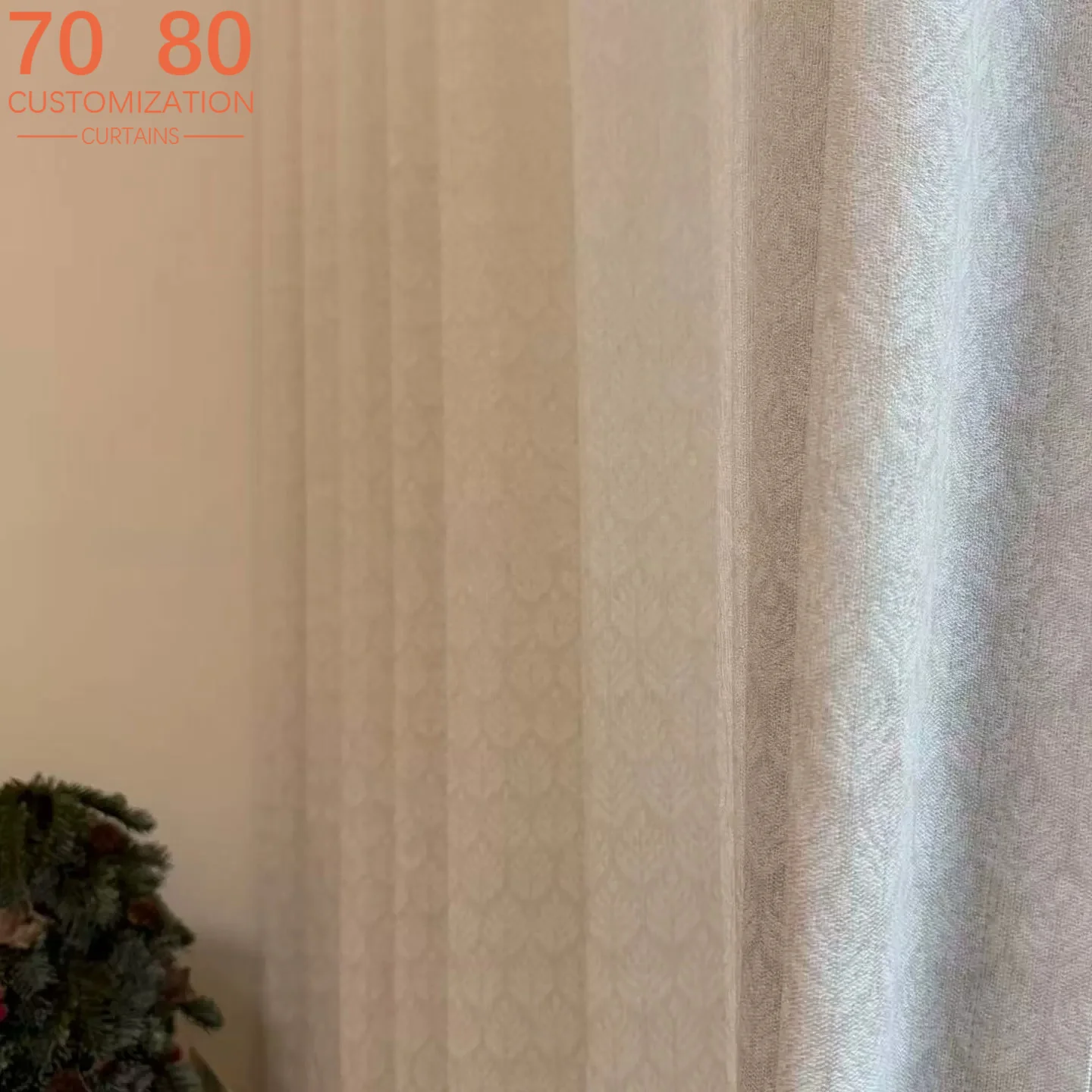 Cream Rice Pinecone Jacquard Thickened Chenille Curtains for Living Room Bedroom French Window Customized Products