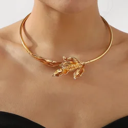 Gold Plated Flower Necklace Jewelry Choker Necklaces Vintage Plant Leaves Collar Bijoux Femmes Mum Girlfriend Gift