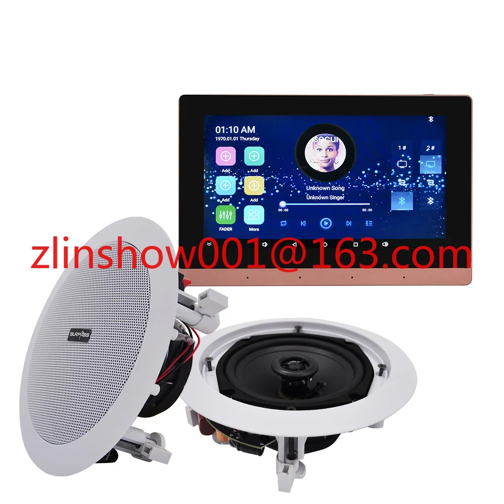 8*25W WiFi and Bluetooth 7 inch screen Wall Panel Amplifier Ceiling Speaker Kit For Background Music Home Music System