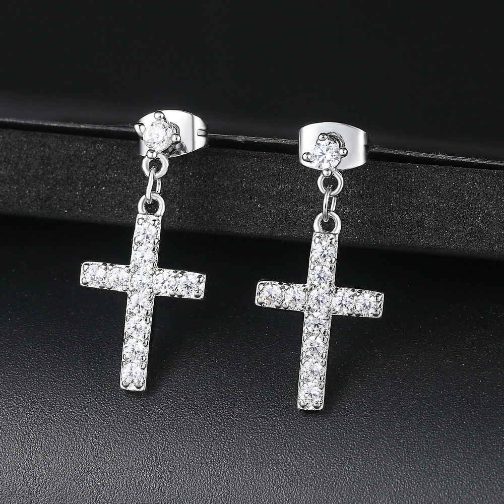 Top Quality ZYE328 Classic Cross Crystal Silver Color Earring Fashion Jewelry Made with Austrian Crystal