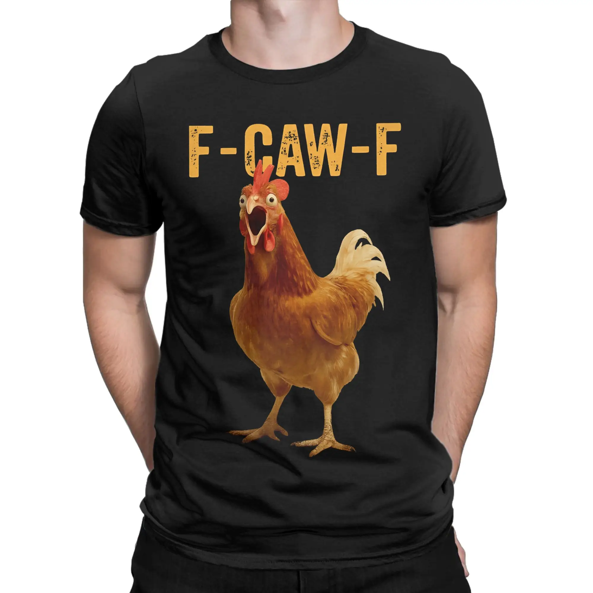 F-Caw-F-Chicken Scream Men T Shirt  Vintage Tees Short Sleeve Crew Neck T-Shirt 100% Cotton Classic Clothes