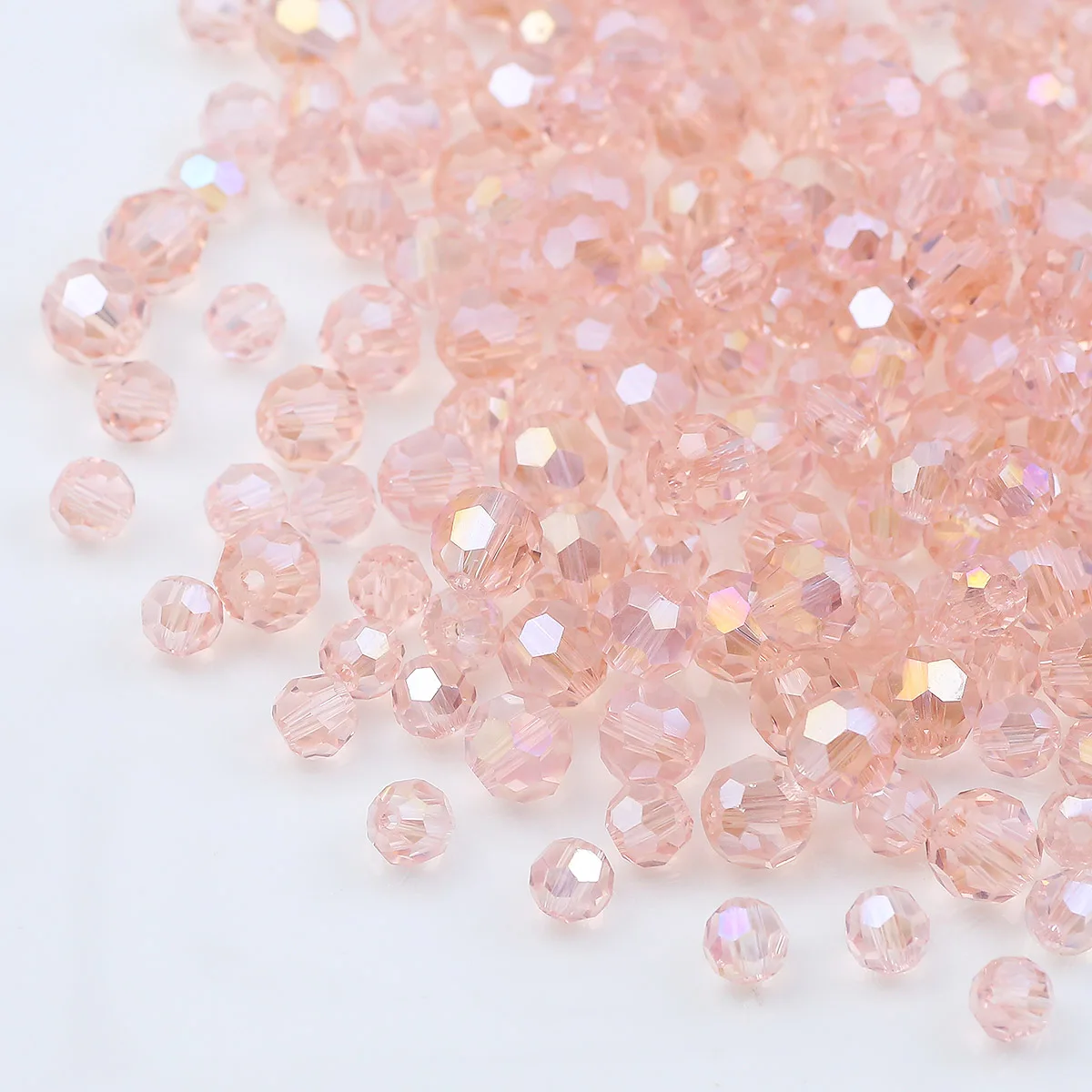 3/4/6/8/10MM Rosa AB Österreichischen Kristall Glas Facettierte Runde Lose Spacer Perlen für Schmuck Machen DIY Armbänder Halsketten Ohrringe