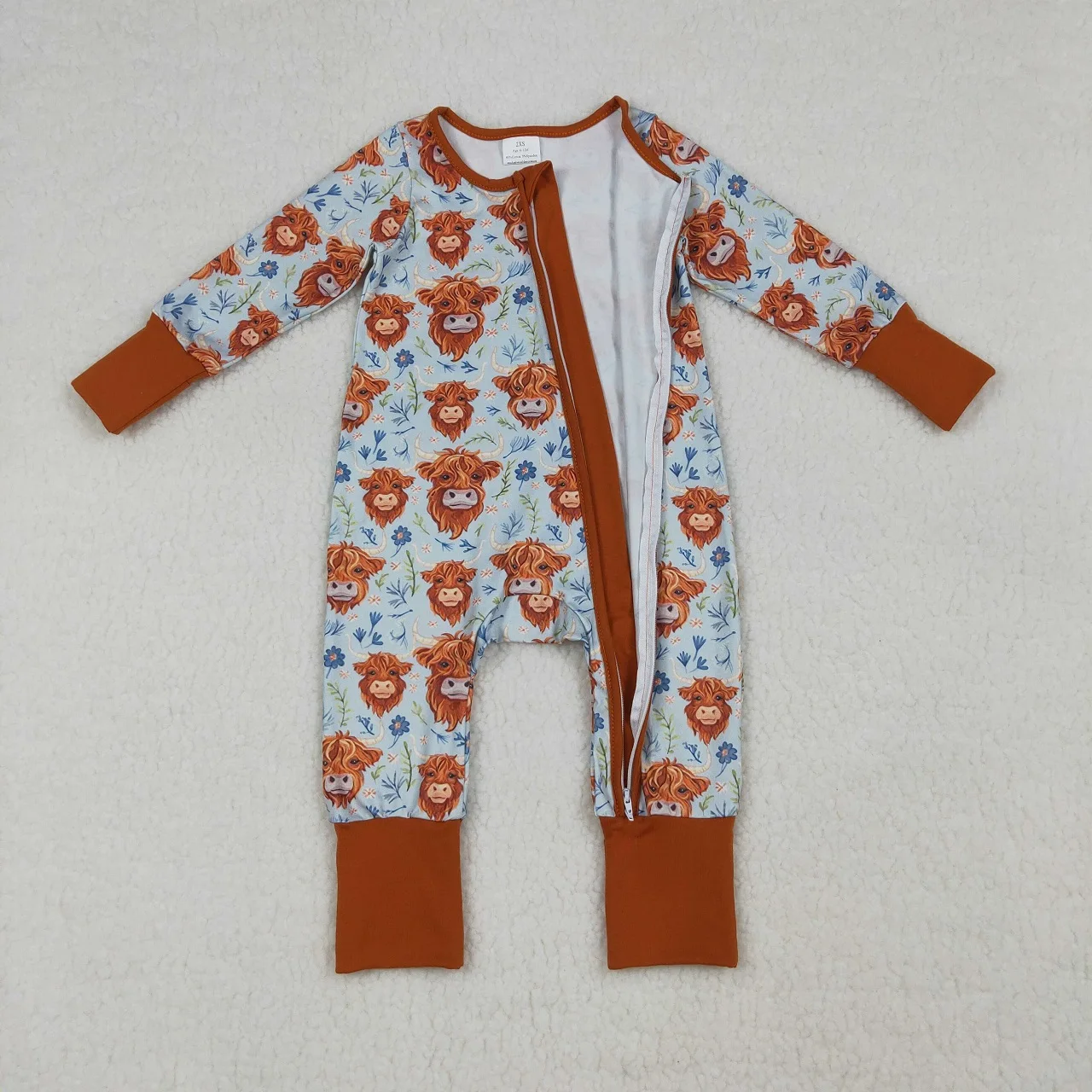 Wholesale Toddler Newborn Kids Coverall Bodysuit Infant Children Spring Clothes Long Sleeves Girl Western Flower Zipper Romper