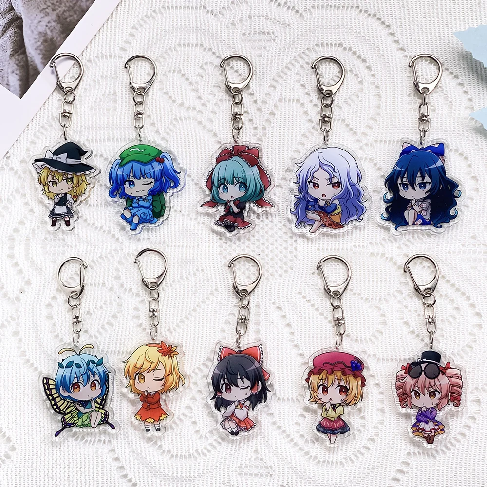 

10PCS Anime Characters Touhou Project Acrylic Car Keychain Accessories Keyrings Friends Gifts Funny Bag Charms Backpack Pendant