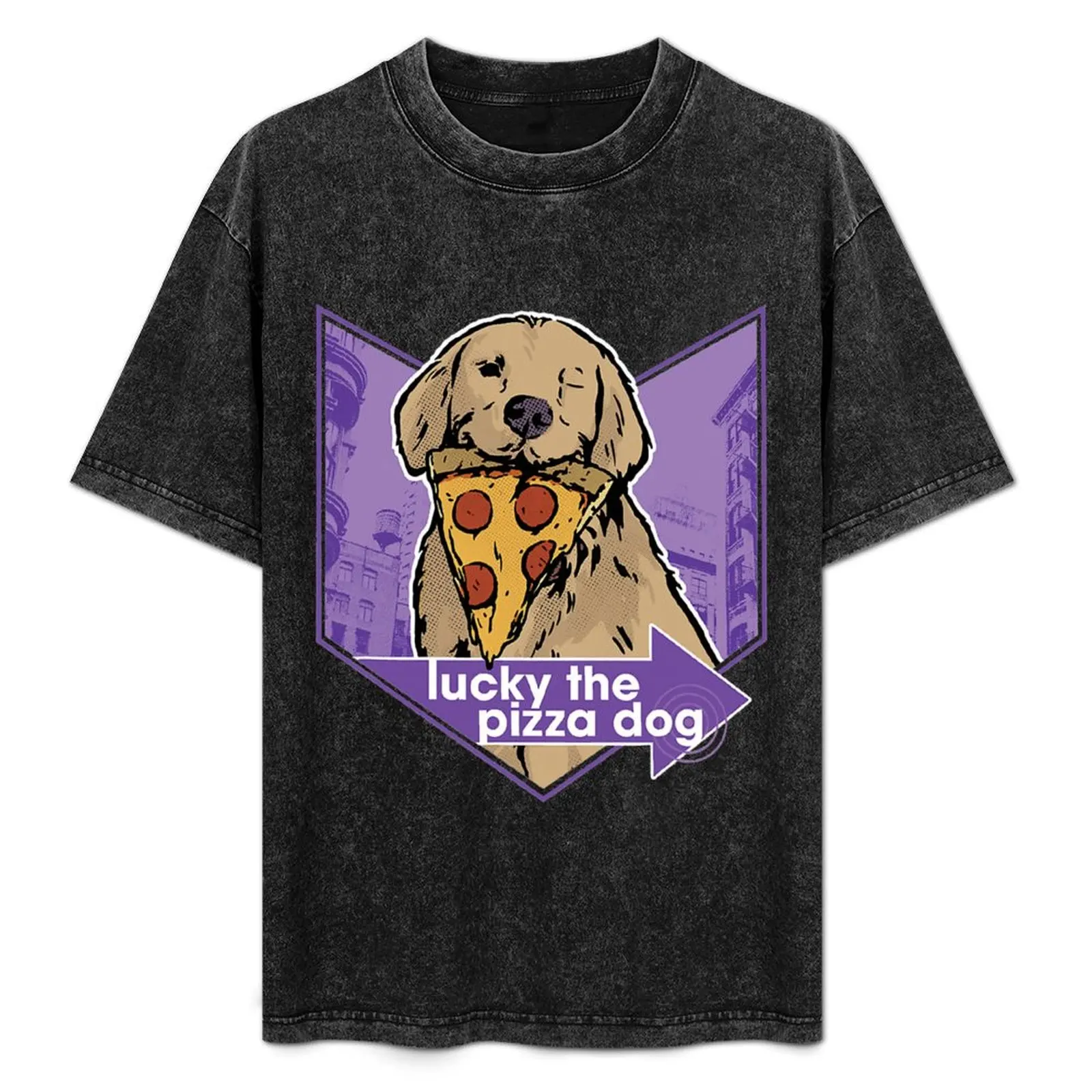 

Lucky The Pizza Dog T-Shirt Minimalist Plain Crew Neck T-Shirt