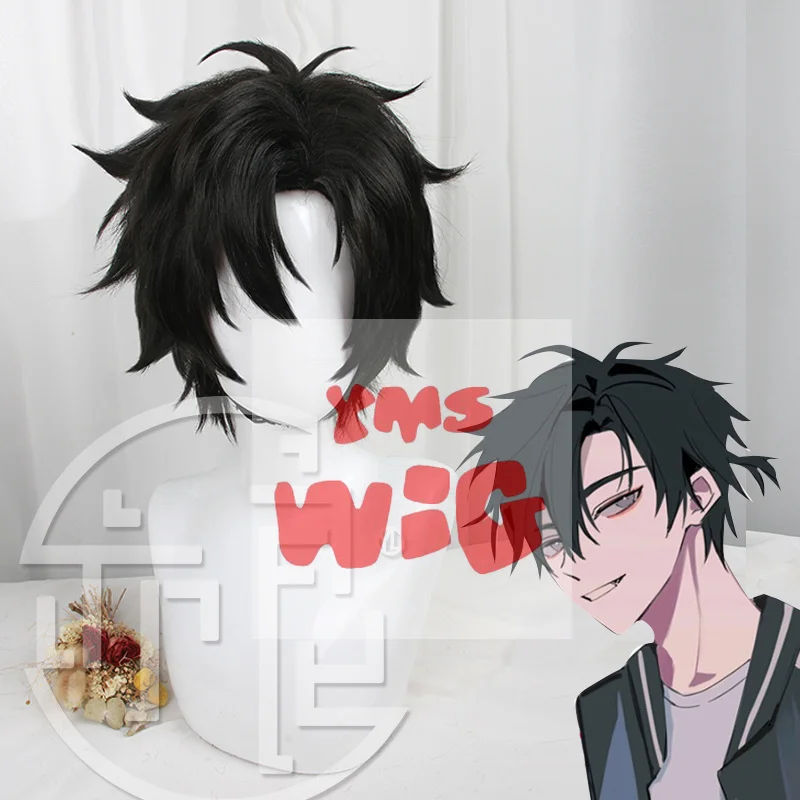 New Limit DEVIL GAME Time Agent Cheng Xiaoshi Cosplay Wig Short Black Wig Halloween Carnival Party Anime Props