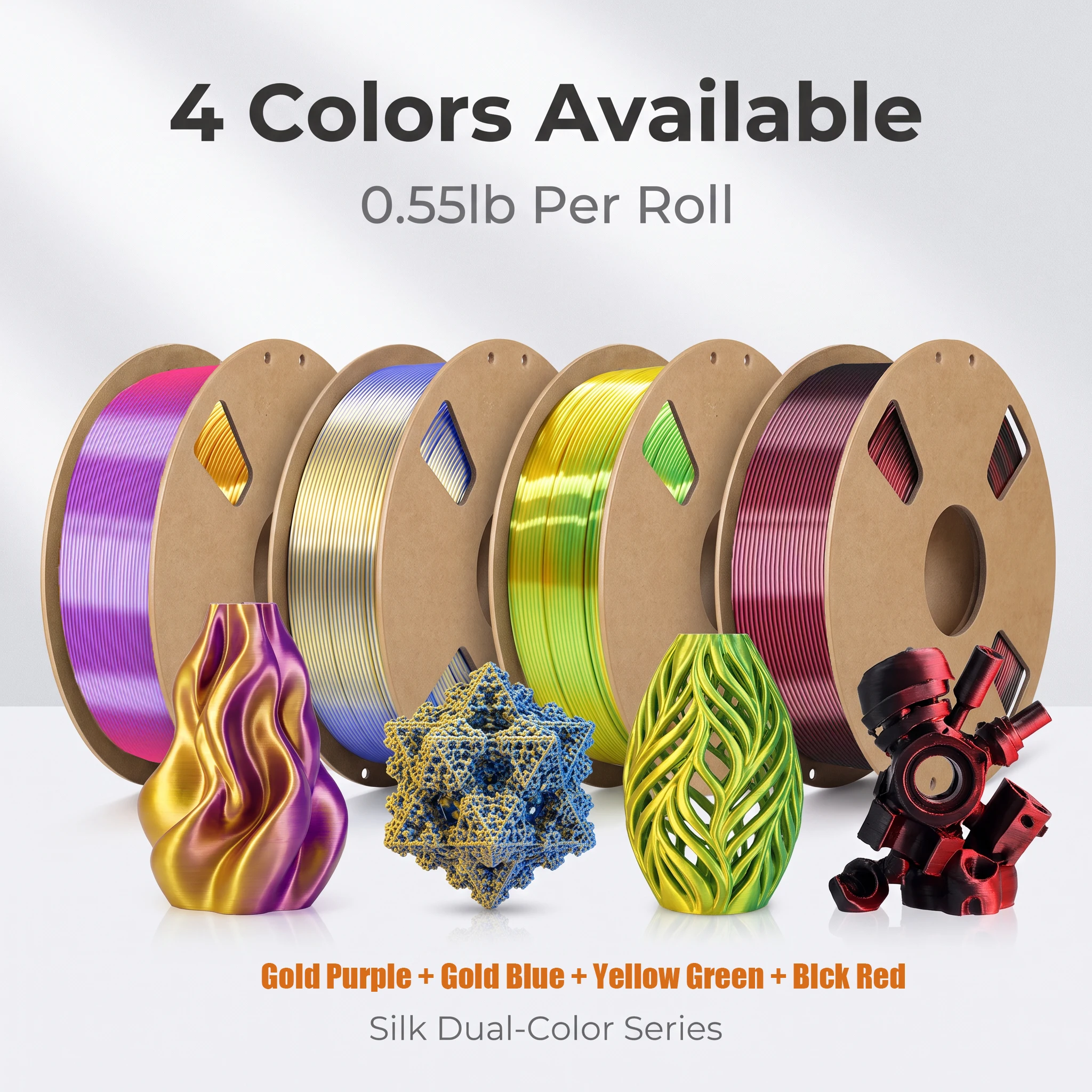 Silk Dual Color PLA Filament 1.75mm Two Tone 3D Printer Filament Shiny Silk 3D Printing Material For FDM 3D Printer