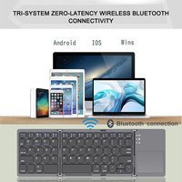 Bluetooth Keyboard with Touchpad Foldable Wireless Keyboard Tri-Folded Ultra Slim Support 3 Device Rechargeable Folding keyboard