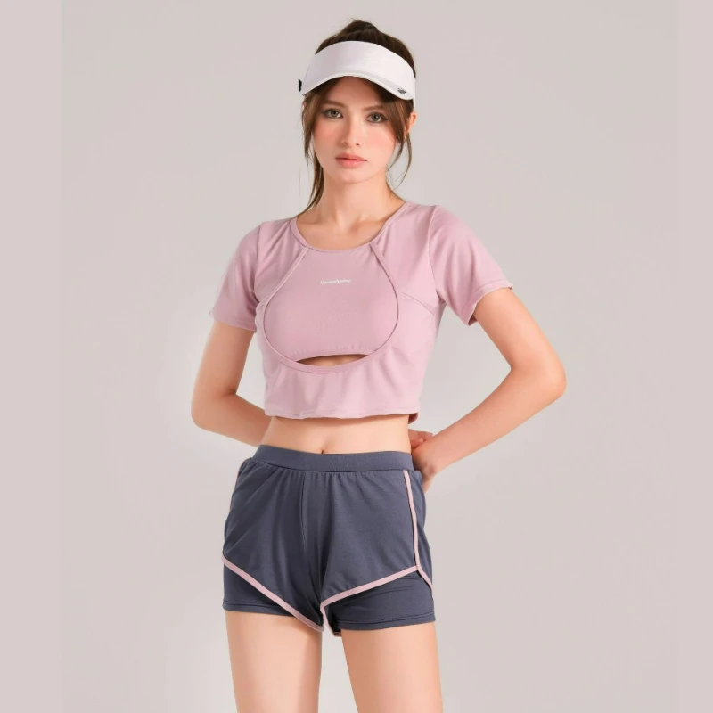 

New solid Women's Student Split-Sided Swimsuit Slimming Belly Cover Professional Wholesale Vacation Sports Wear Rash Guard Women