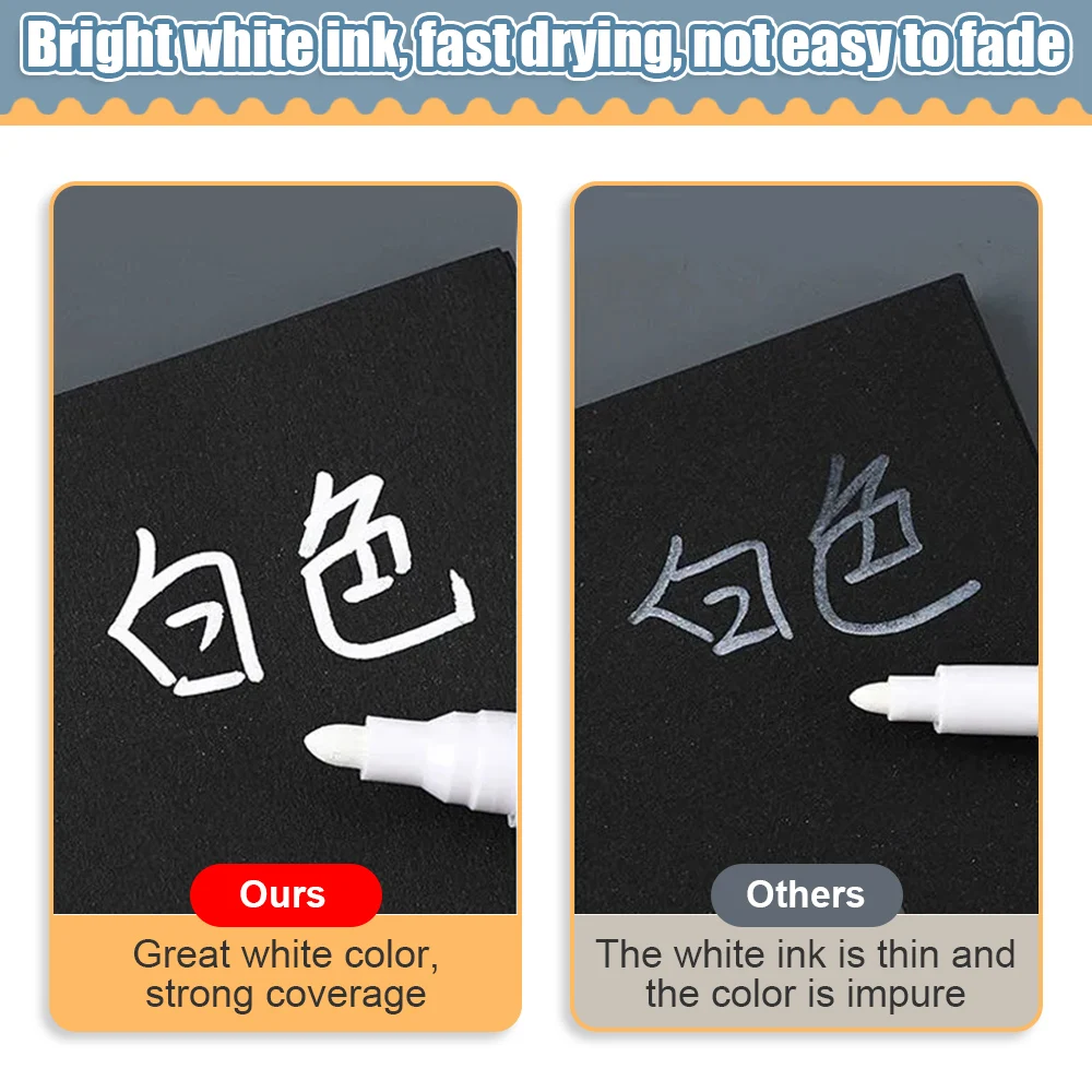 1/2 Pcs Oily Waterproof White Marker Pen Permanent Painting Graffiti Gel Pencil Painting Notebook Tread Environmental Pen
