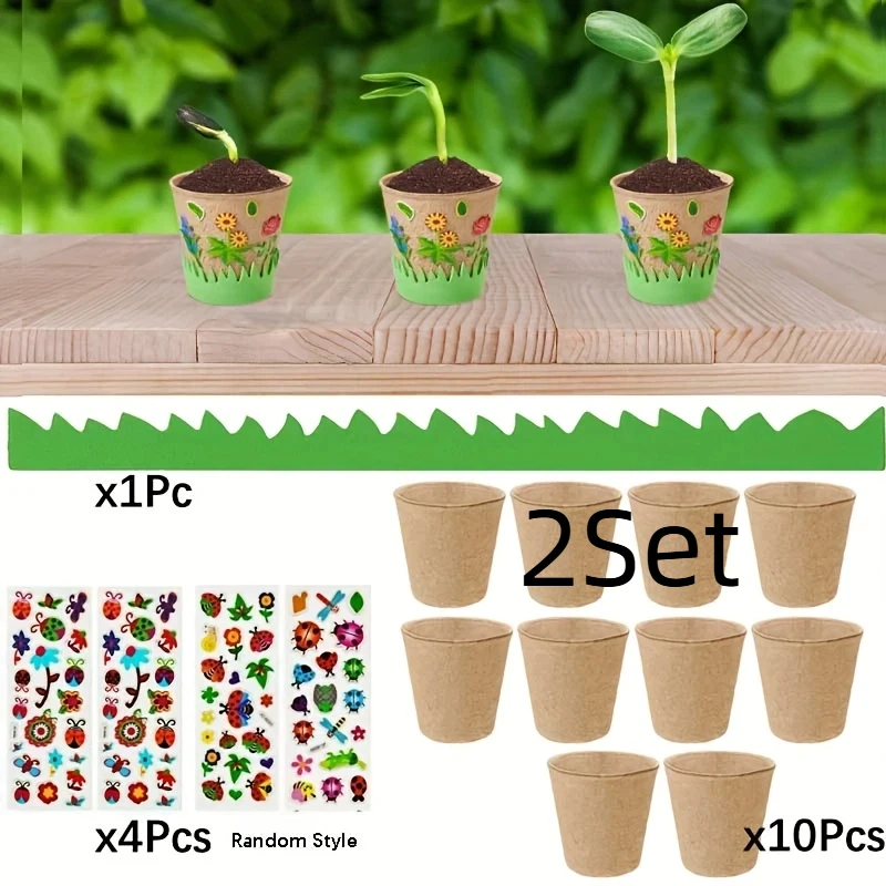 

2set DIY Pulp Seedling Cups, Biodegradable Eco-Friendly Nursery Pots for Vegetables & Succulents, Eco Planting Tools
