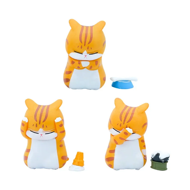 Cute Anime Distressed Cat Car Interior Decoration Covering Face Kitten Figure Auto Center Console Decoration for Car Accessories