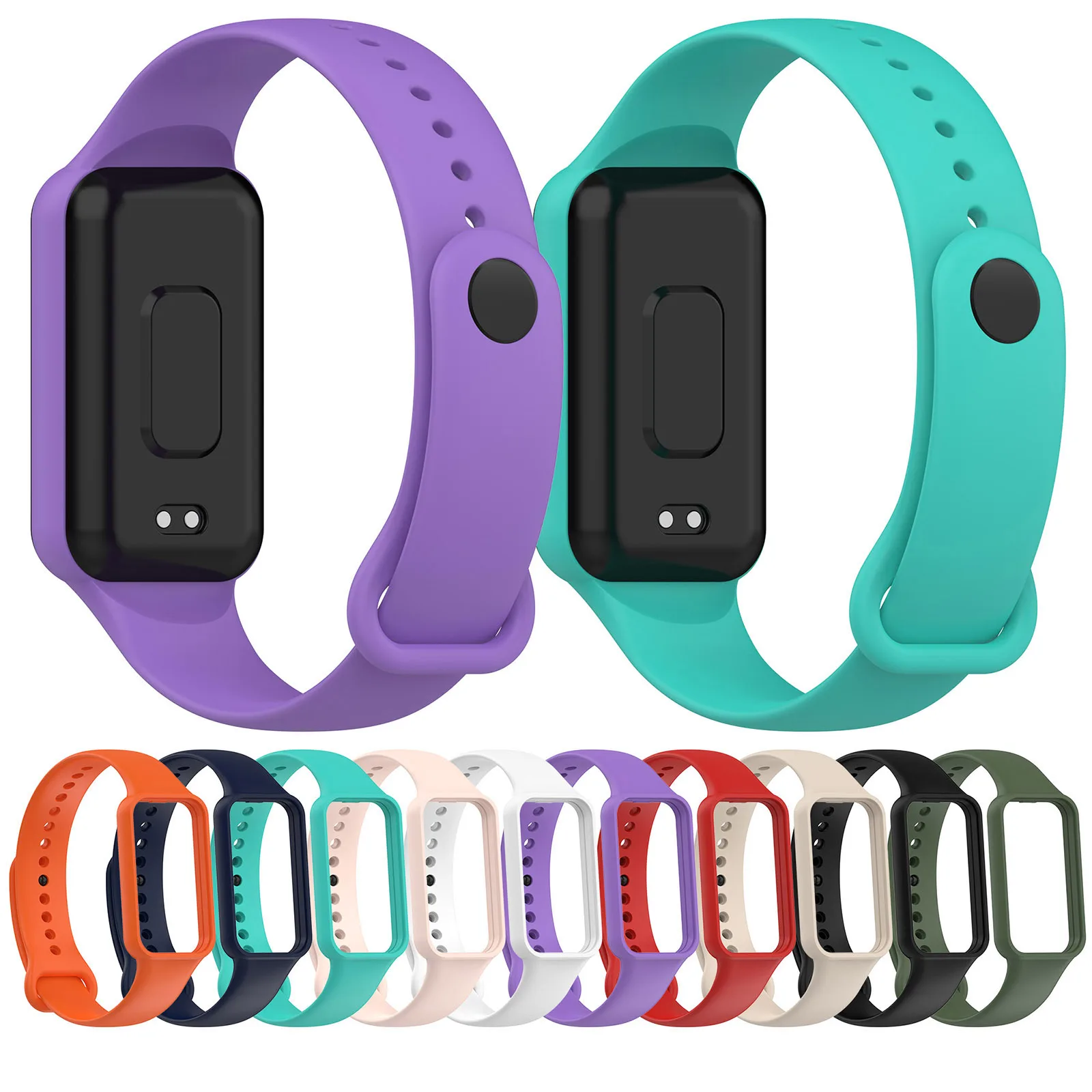 Integrated Strap For Huami Amazfit Band 7 Strap High Quality Silicone Smart Watch Protector Shell And Watchband One Color