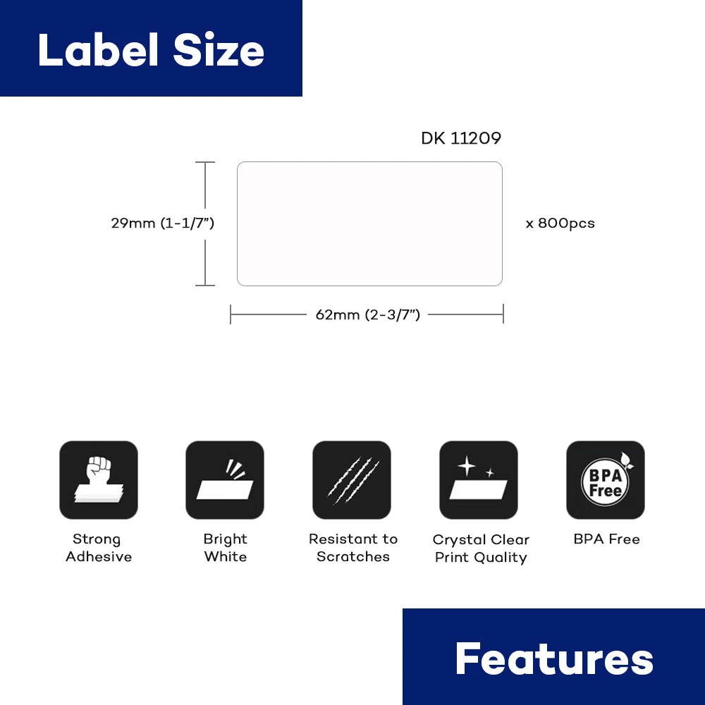 DK-1209 DK-11209 Compatible Brother thermal printer QL-500 QL-570 DK-1209 DK11209 sticker  Die-Cut Standard Address Labels