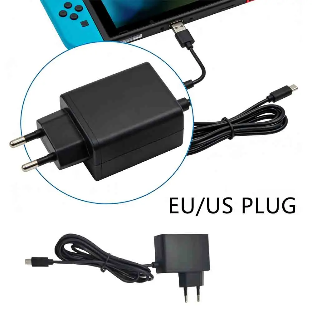Adaptador de Energia 2PCS EU/US para Nintend Switch 5V-2.4A, Carregador Base AC para Nintend Switch