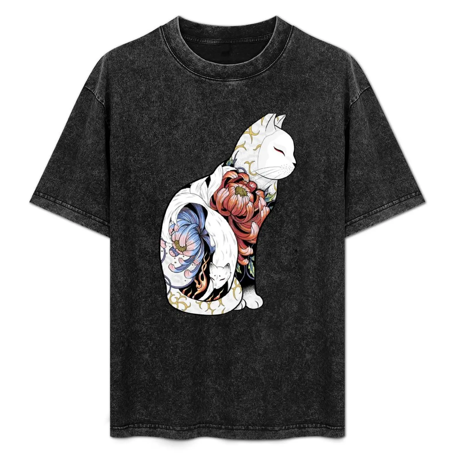 

Kitsune Cat Tattoo T-Shirt vintage graphic tee croswit shirt man luxury t-shirt men tshirt