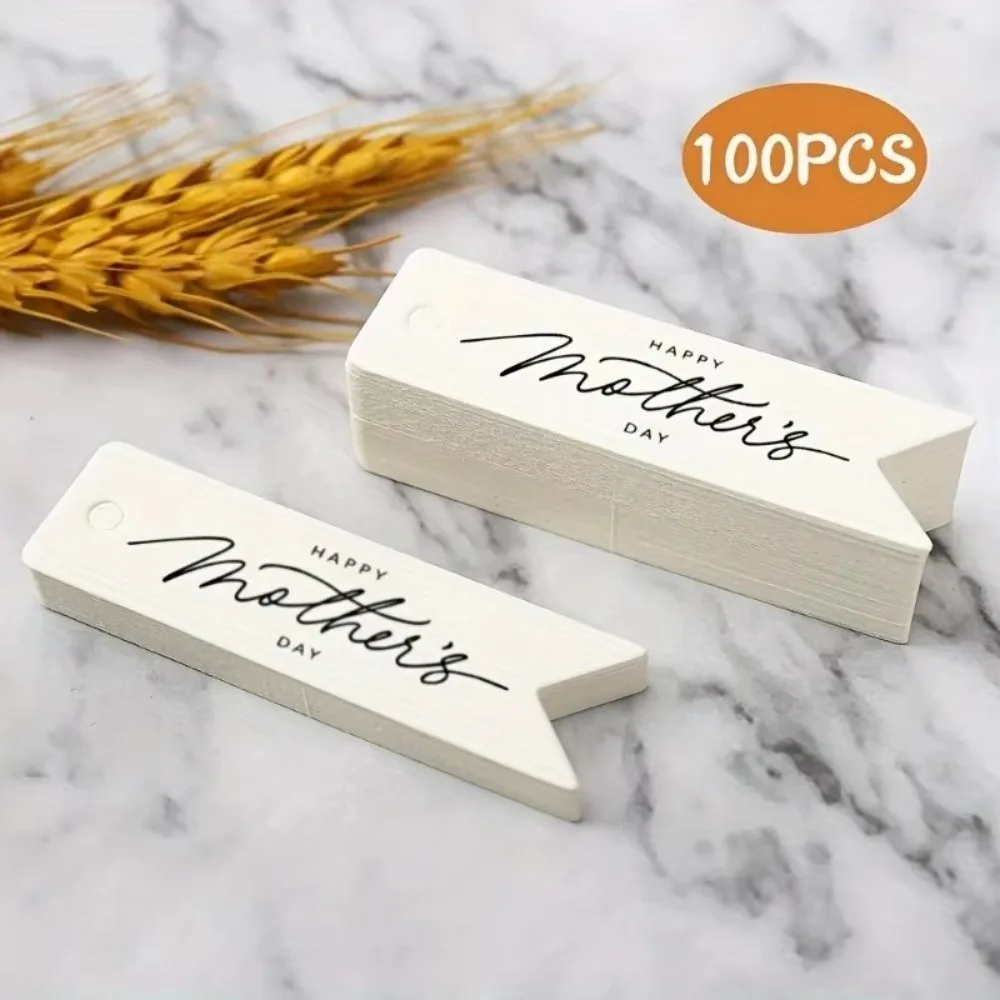 100pcs White Paper Mother Day Tags Hanging Decoration DIY Crafts Cake Decor Tag Handmade Packaging Decoration Tags