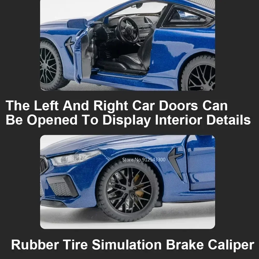 Juguete M8 X5 a escala 1:32, modelo de coche fundido a presión de aleación, sonido de alta simulación, luz, vehículos de juguete, juguetes interactivos para niños