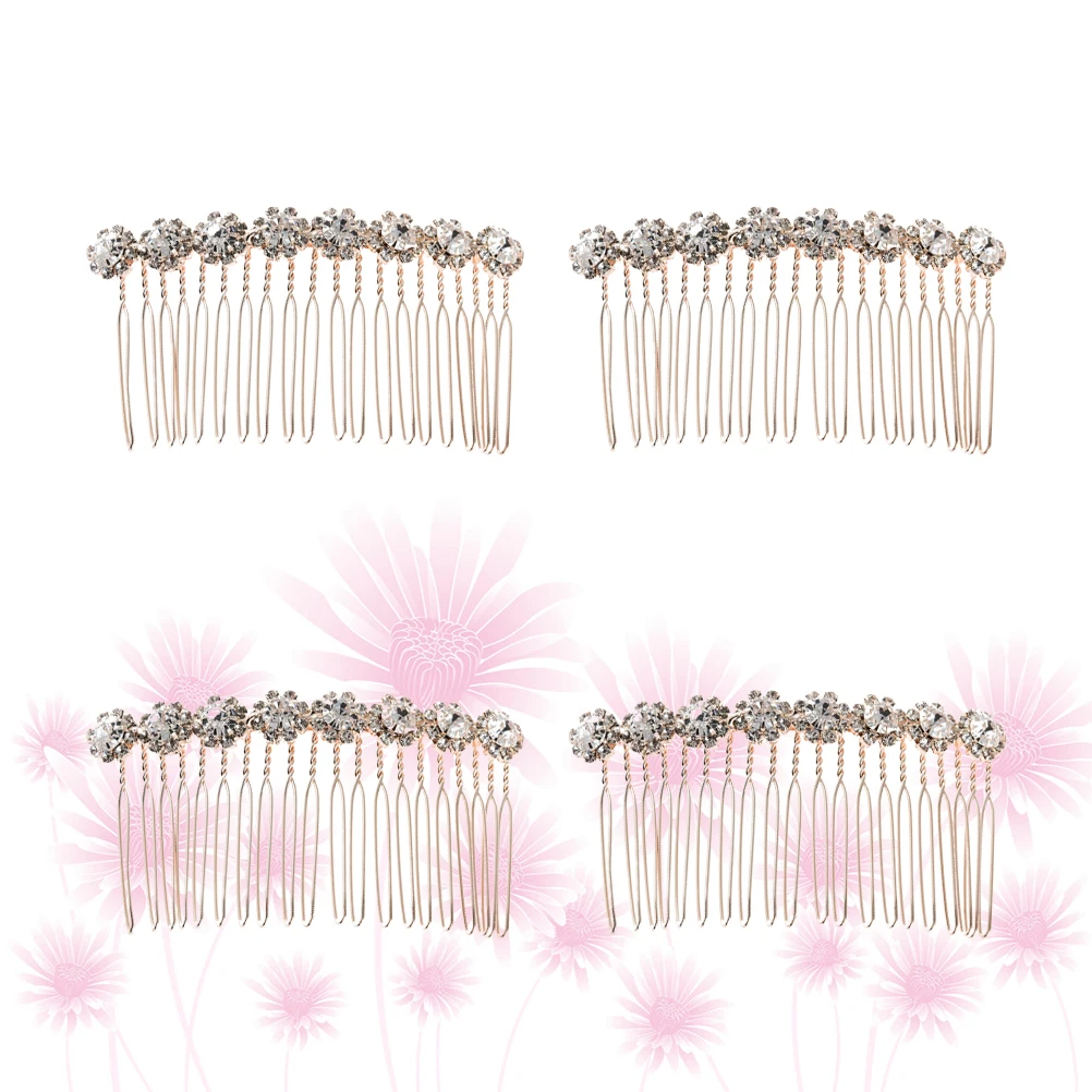 

Fashionable 4Pcs Rhinestone Hair Insert Comb Gorgeous Headdress Stylish Creative Hair Accessories For Banquets And Celebrations