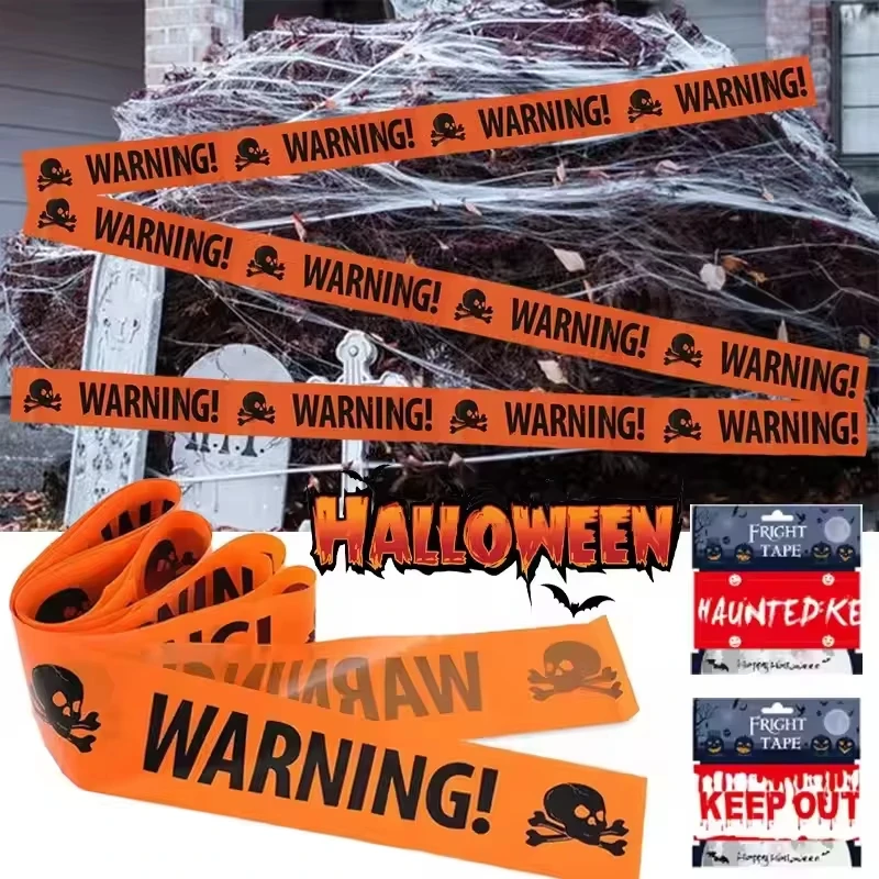 Halloween Warning Tape Signs Halloween Props Danger Warning Line New Isolation Belt Sign Party Outdoor Garden Decor, Spider Web
