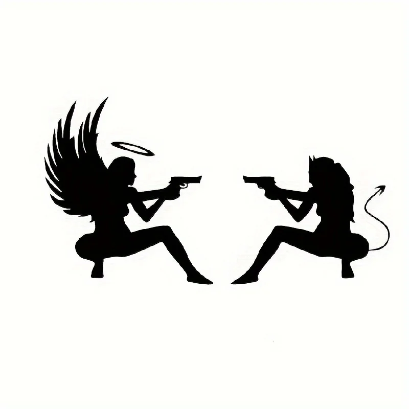 

1PC Edgy "Angel & Demon Showdown" Sticker, Perfect for Backpacks, Skateboards, Notebooks & Alternative Aesthetics