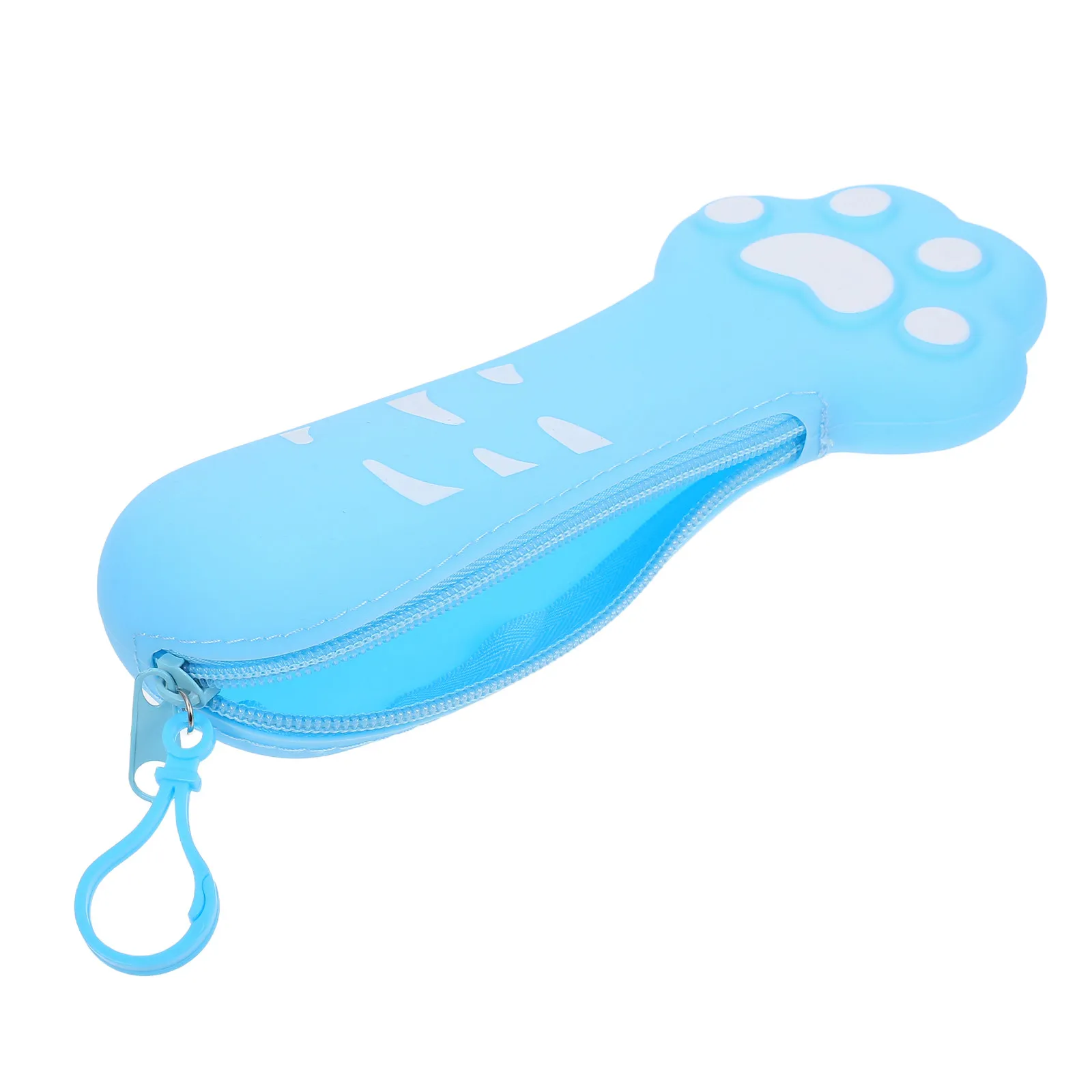 Cat Paw Pencil Case Silicone Cute Small Compact School Supply Pouch for Students Kids Aesthetic Stationery Travel Home Office