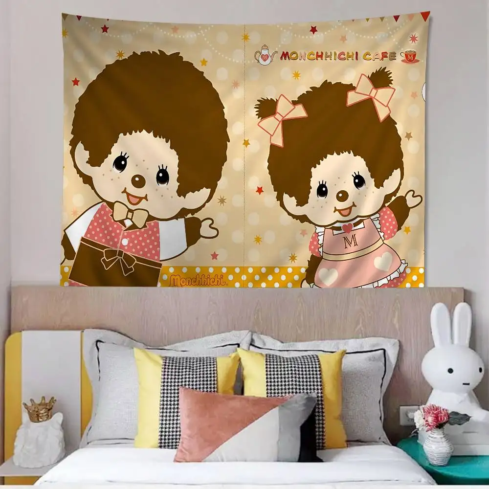 Popular Logo M-Monchhichi Fashion Cartoon Tapestry Art Science Fiction Room Home Decor Art Home Decor