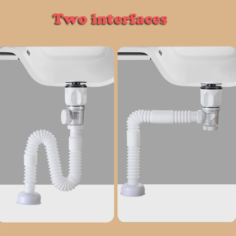 NEW Kitchen Sink Wash Basin Drain Pipe Hose Seal Anti Odor 90° Horizontal Drainage Pipe Drain System