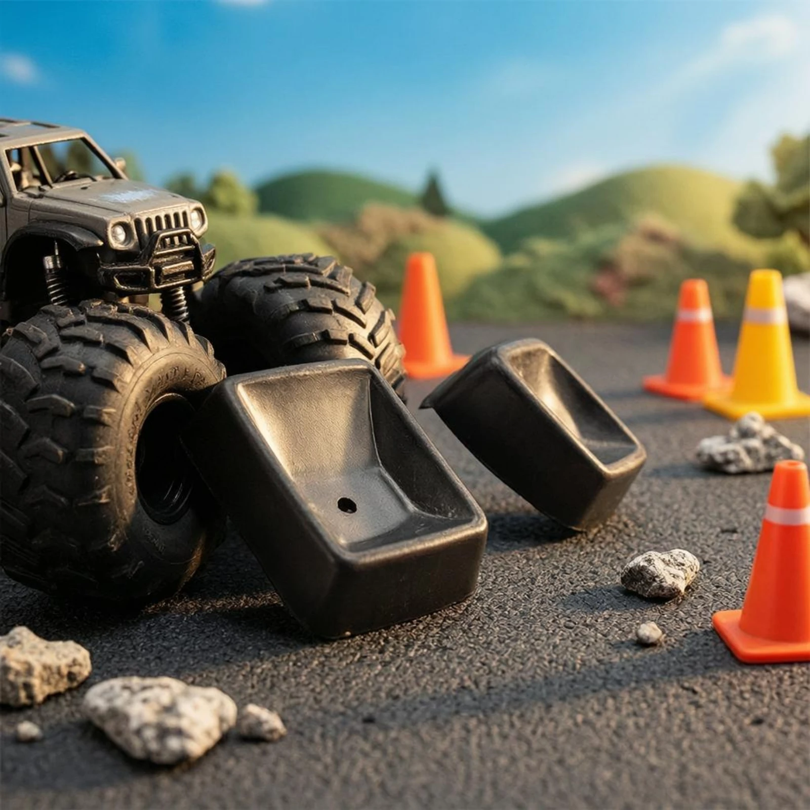 

Anti-Slip Wheel Block Rounded Corners Molded Rubber Chock Rubber Wheel Chock High Grip Caster Stop Long-Lasting