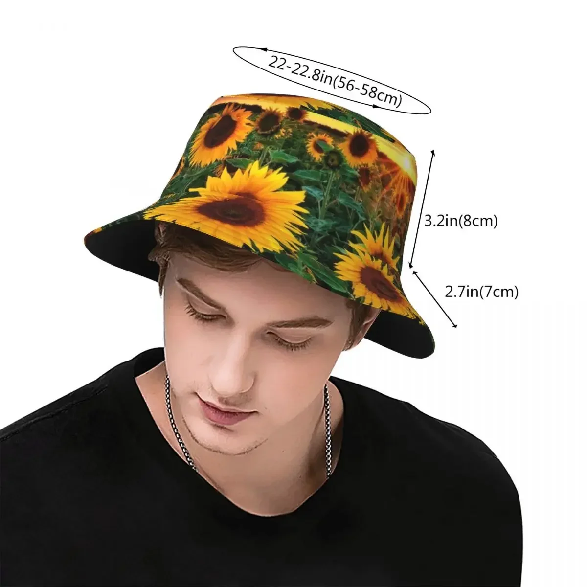 Sunflower Field Sunset Bucket Hat Panama For Kids Bob Hats Outdoor Fashion Fisherman Hats For Summer Fishing Unisex Caps