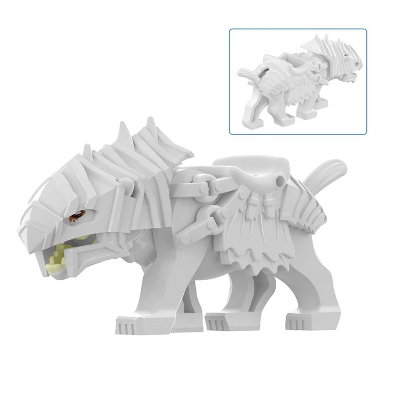 Magische Filme Mittelalterliche Tierfigur Bausteine Drache Elch Wildschwein Dickhorn Schaf Hund Mini Modell Ziegel Spielzeug DIY Kinder Geschenke