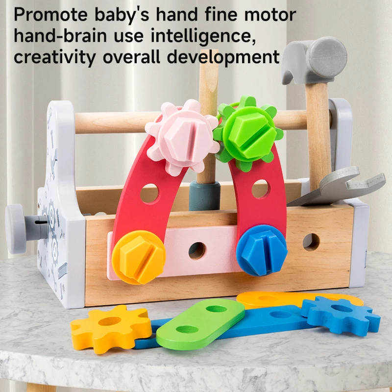 Children Toolbox Wooden Toys DIY Screw Repair Kit Toy Pretend Play Set Nut Disassembly Screw Assembly Tools Educational Toy Gift