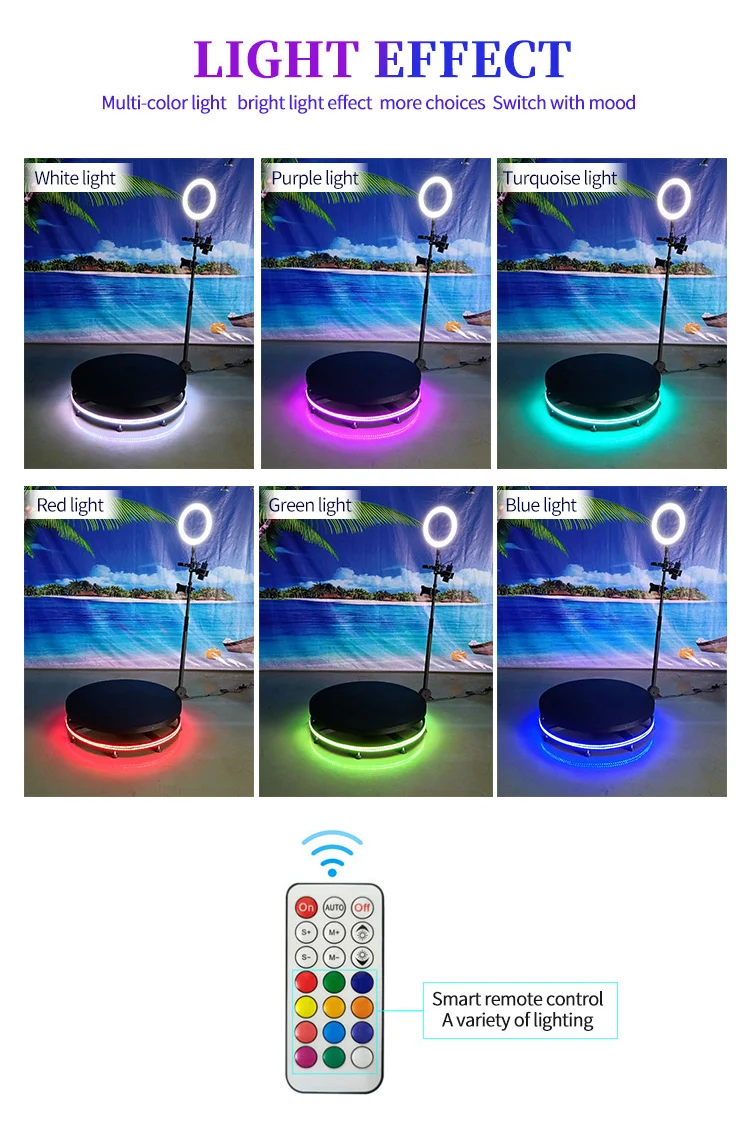 360 Photo Booth automatico rotante Selfie puntelli matrimonio Photobooth funzionamento intelligente 60cm Motion Machine videocamera