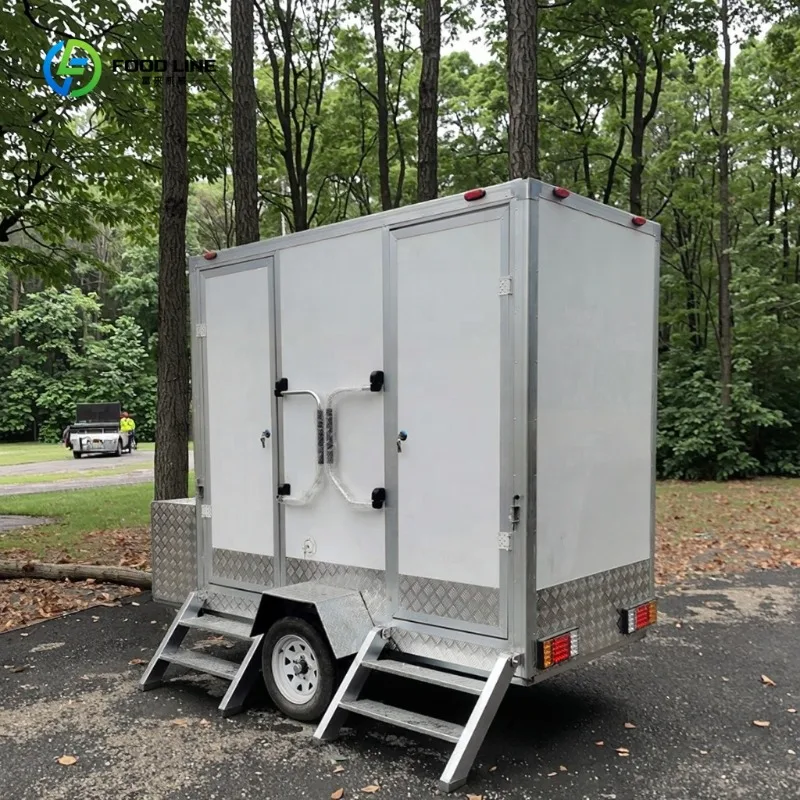 

Mobile Bathroom Trailer with Shower and Wheels Outdoor Portable Toilet Made in China Restroom Toilet Trailer