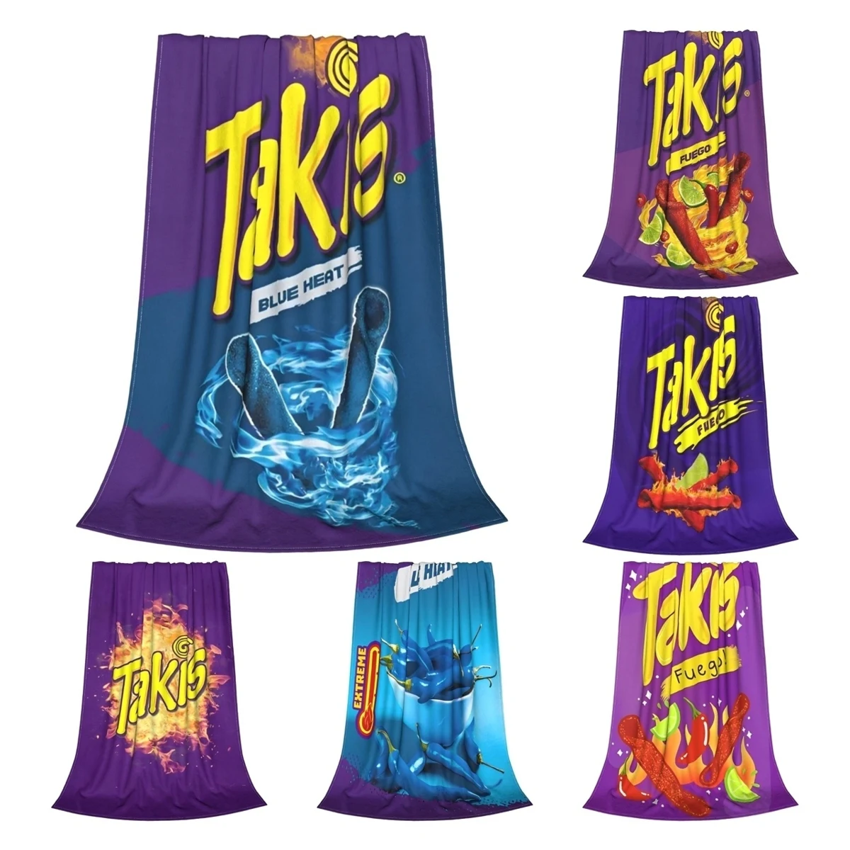 Takis Blue Heat Blanket Cover Flannel Snack Cartoon Soft Throw Blankets for Car Sofa Couch Bedspread