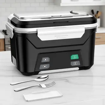 Heated Lunch Box Battery Powered with Automatic Heating, 5.5 Cups Portable Food Warmer with Removable Tray Divider
