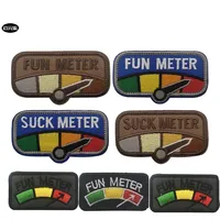 Embroidered Fun Meter Suck Meter Tactical Patches  Hook&Loop Molle Emblem  Motorcycle MC For  Backpack Vest Jacket