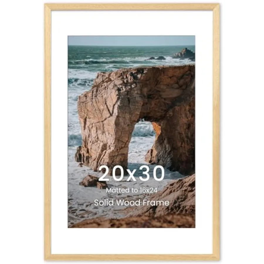 

20x30 Large Picture Frame, Solid 20"x30" Photo Frame, Right Angle 20 x 30 Picture Frame Matted to 16x24, 20 by 30 Frame HD Temp