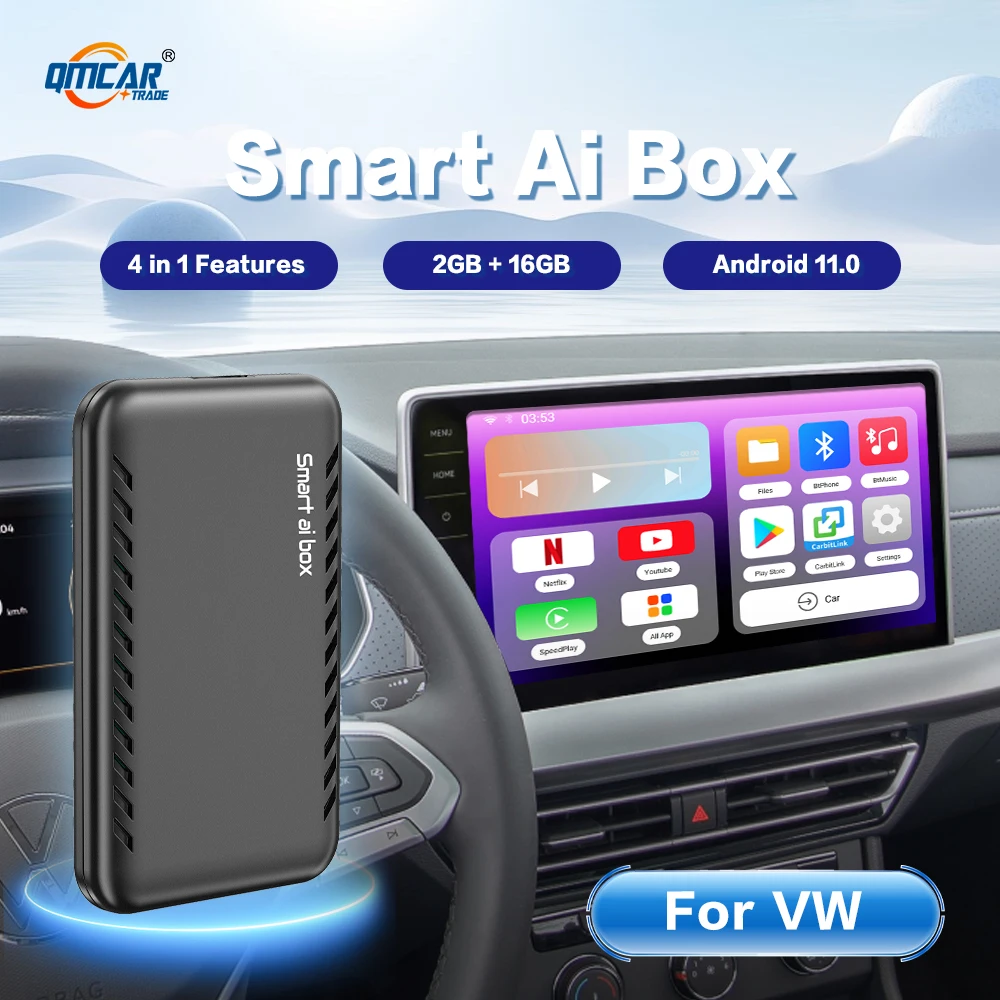 Android 11 Auto Carplay sem fio, Apple Car Play, AI Box, Carplay TV Box para VW Spacefox CC Golf R Fox GTI Polo T Roc ID.3