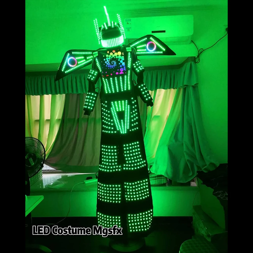 LED Screen Robot Costume Light up Dress Luminous LED Light Clothing Stilts Walker Dance Suit for Nightclub Stage Performance