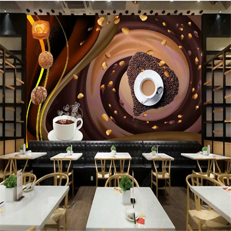 

Rotating Spiral Coffee Shop Tea Restaurant Industrial Decoration Wallpaper Afternoon Tea Cake Shop Background Wall Papers Mural