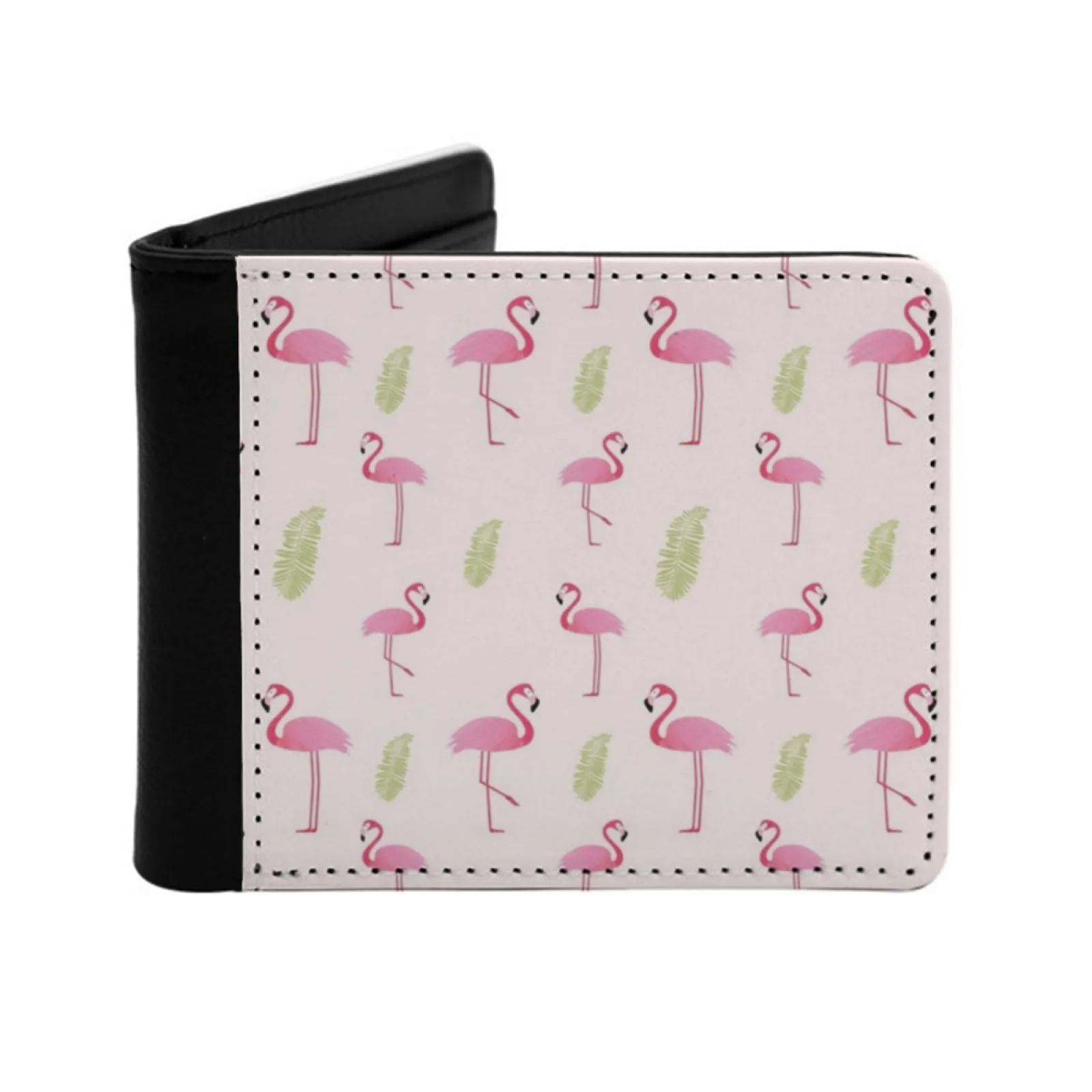 Flamingo Tropic Personalized Men's Leather Wallet Card Money Bag Pu Leather Wallet Flamingos Tropic Tropical Botanical Palm